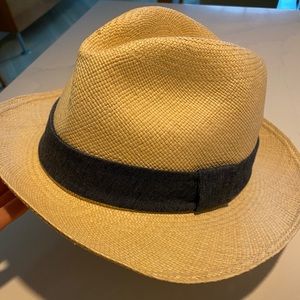 Panama hat with colored ribbon
